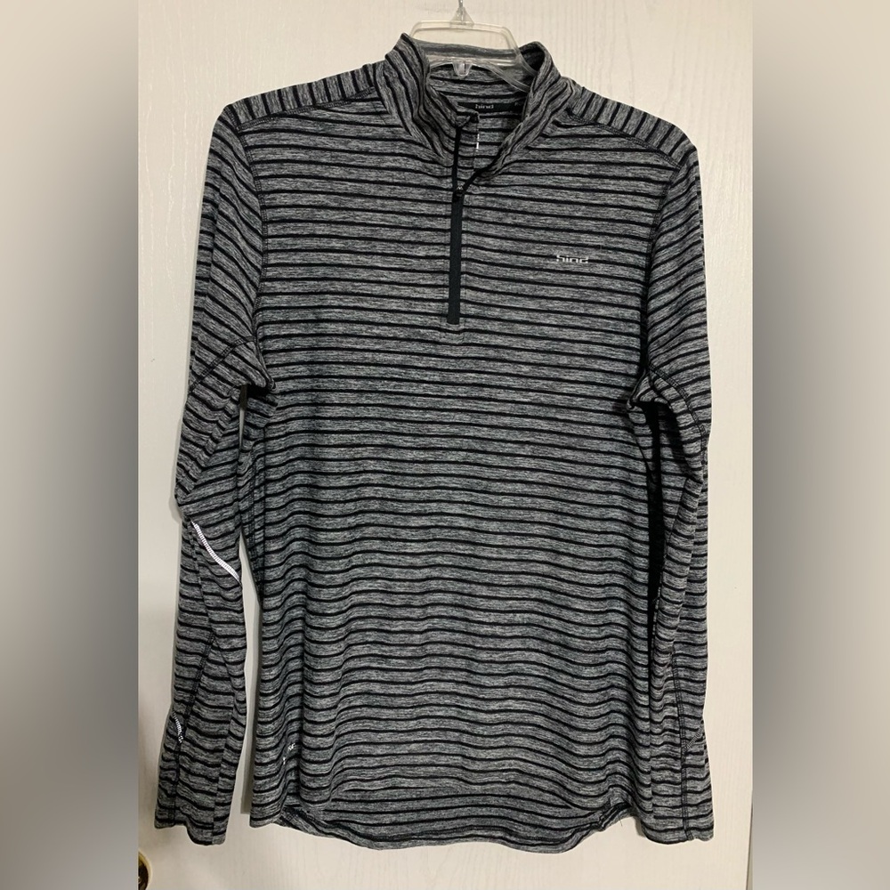 Hind Men's Black and Gray Striped Quarter Zip Shirt